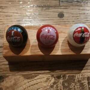 Coca-Cola Round Logo Vintage Shooter Marbles in Red, Black, White